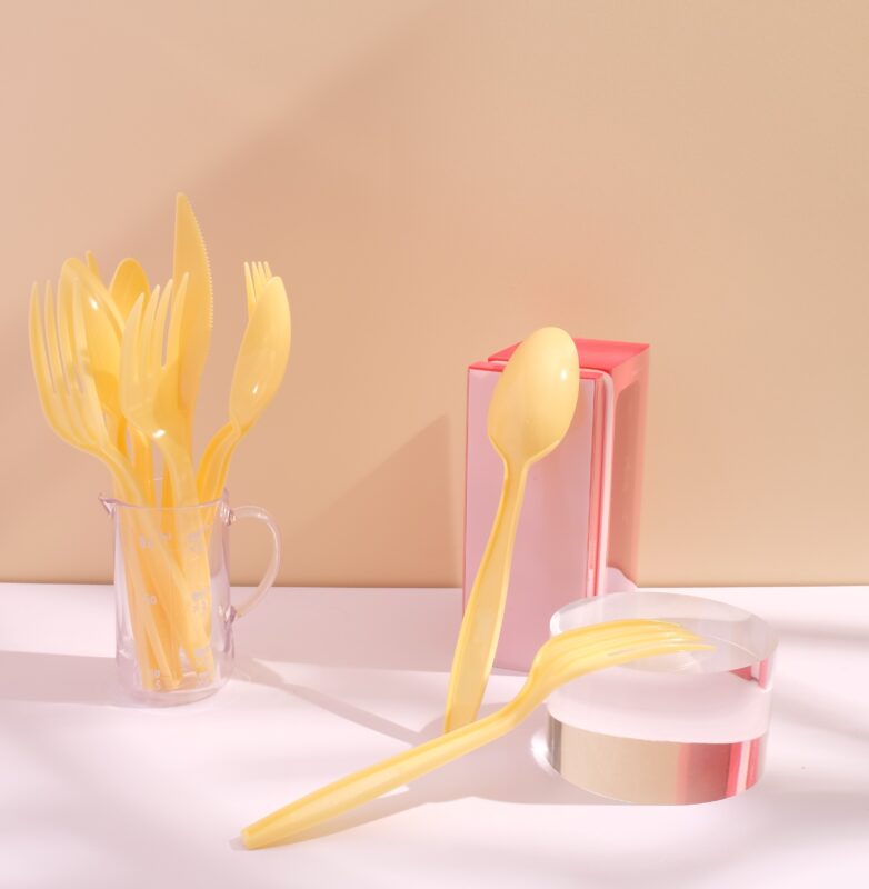 กินเจ ช้อนส้อมพลาสติก