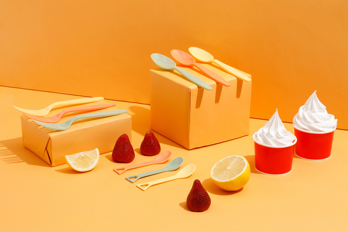 เค้ก ช้อนพลาสติก สีสวย