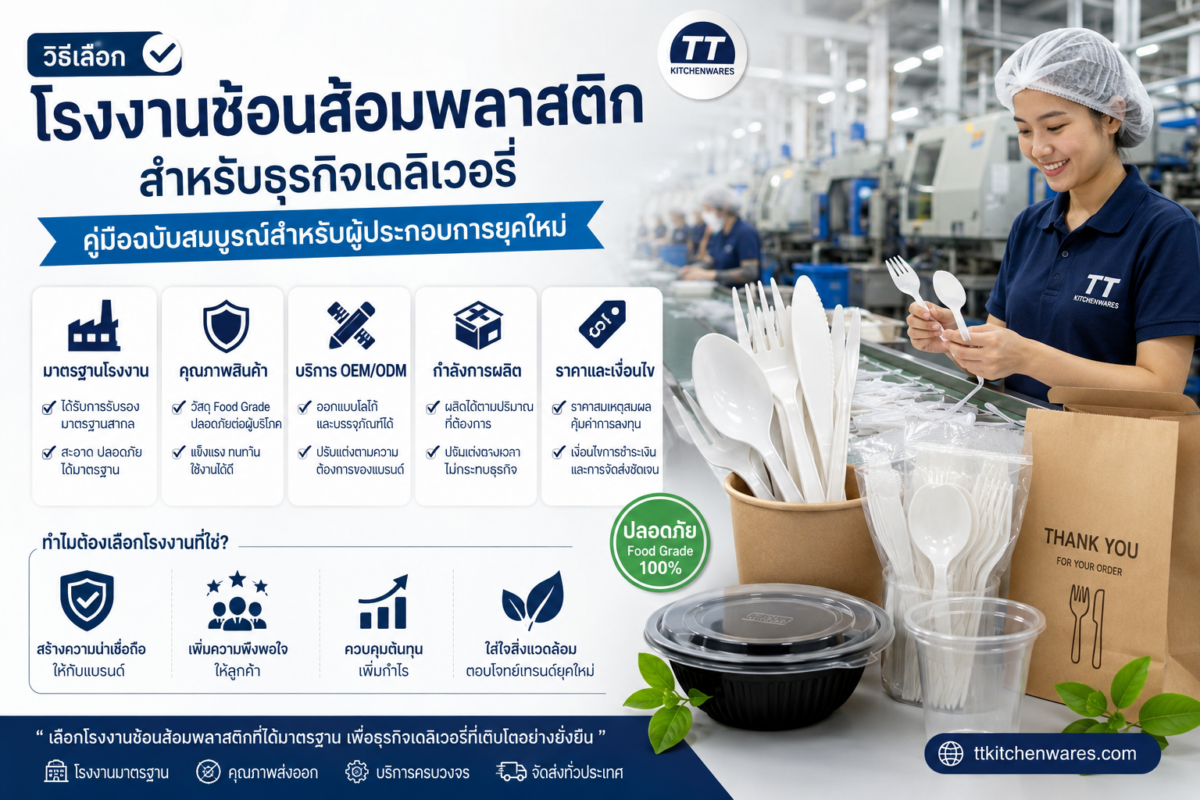 วิธีเลือกโรงงานช้อนส้อมพลาสติกสำหรับธุรกิจเดลิเวอรี่: คู่มือฉบับสมบูรณ์สำหรับผู้ประกอบการยุคใหม่