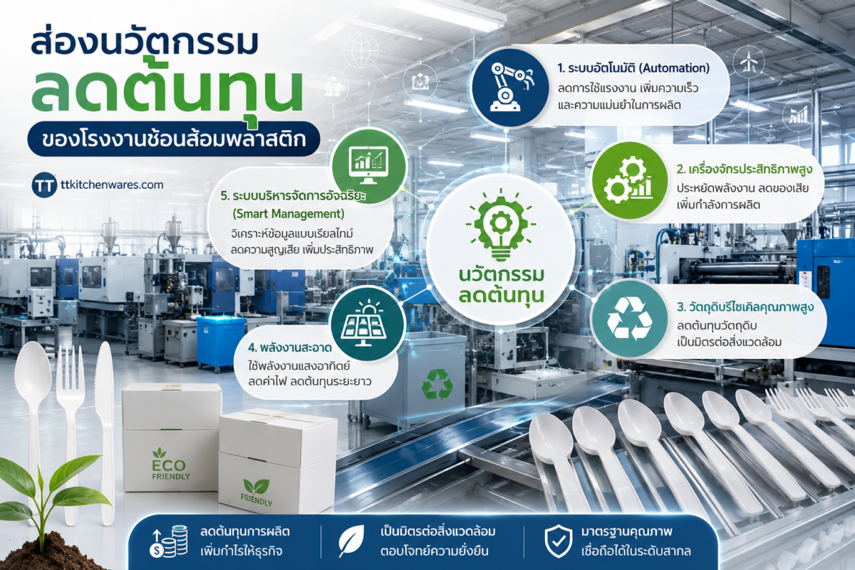 ส่องนวัตกรรมลดต้นทุนของโรงงานผลิตช้อนส้อมพลาสติก ยุคใหม่ เพิ่มคุณภาพ ลดของเสีย และแข่งขันได้ในตลาด